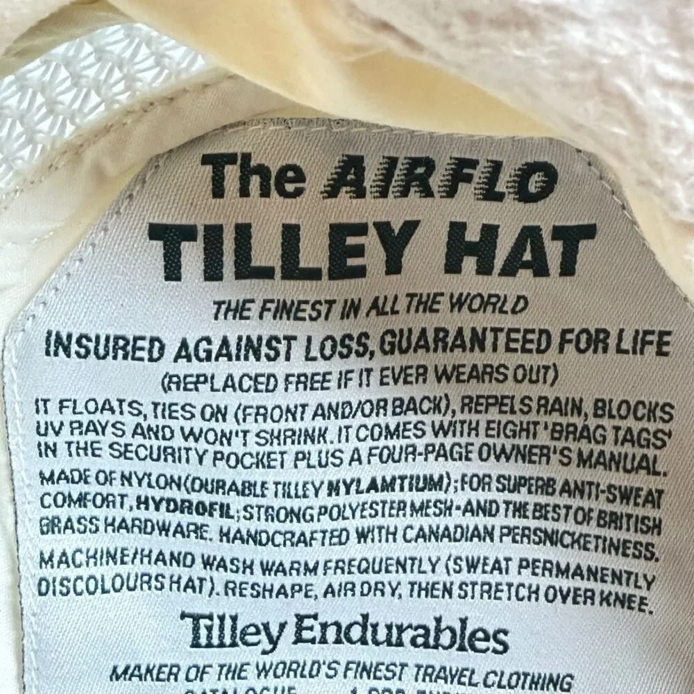 Vintage Tilley Endurables Airflo T4 Safari Hat Khaki Made Canada Size 7 1/4